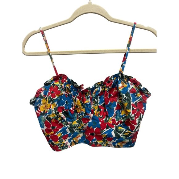 Molly Bracken Bright Color Floral Crop Bandeau Top - Picture 2 of 6